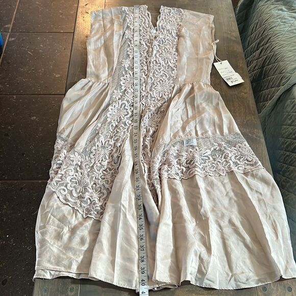 NWT Johnny Was Silk Lace Dress Biya Romantic Flapper Victorian Goth Blush Pink S - Picture 9 of 12